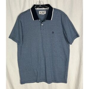 Original Penguin Munsingwear Polo Shirt Mens Size M‎ Blue Striped